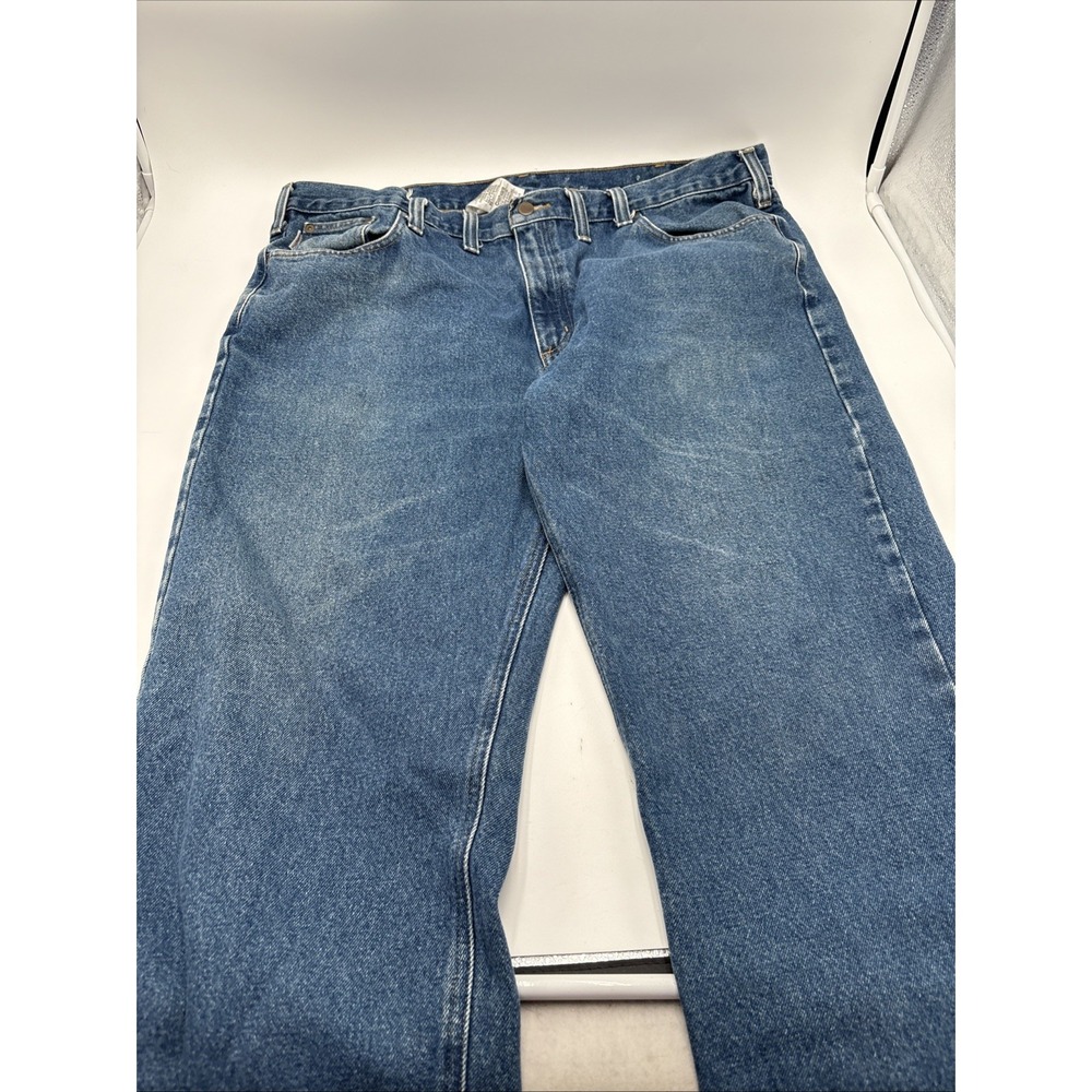 Carhartt Denim Blue Jeans Mens Size 44x30 5 Pocket Work Pants Worn In Faded‎
